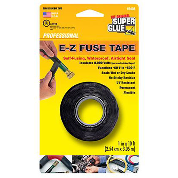 Imagen de Cinta adhesiva negra de fusión - Super Glue EZ Fuse Tape 10ft/3mt Black