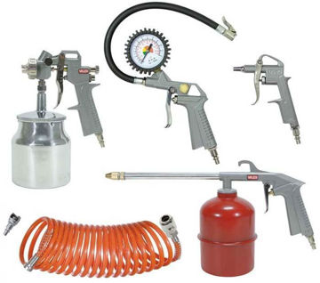 Imagen de Kit 5 Accesorios Neumaticos - Pistola con Manometro para Inflar - Pistola para Inflar